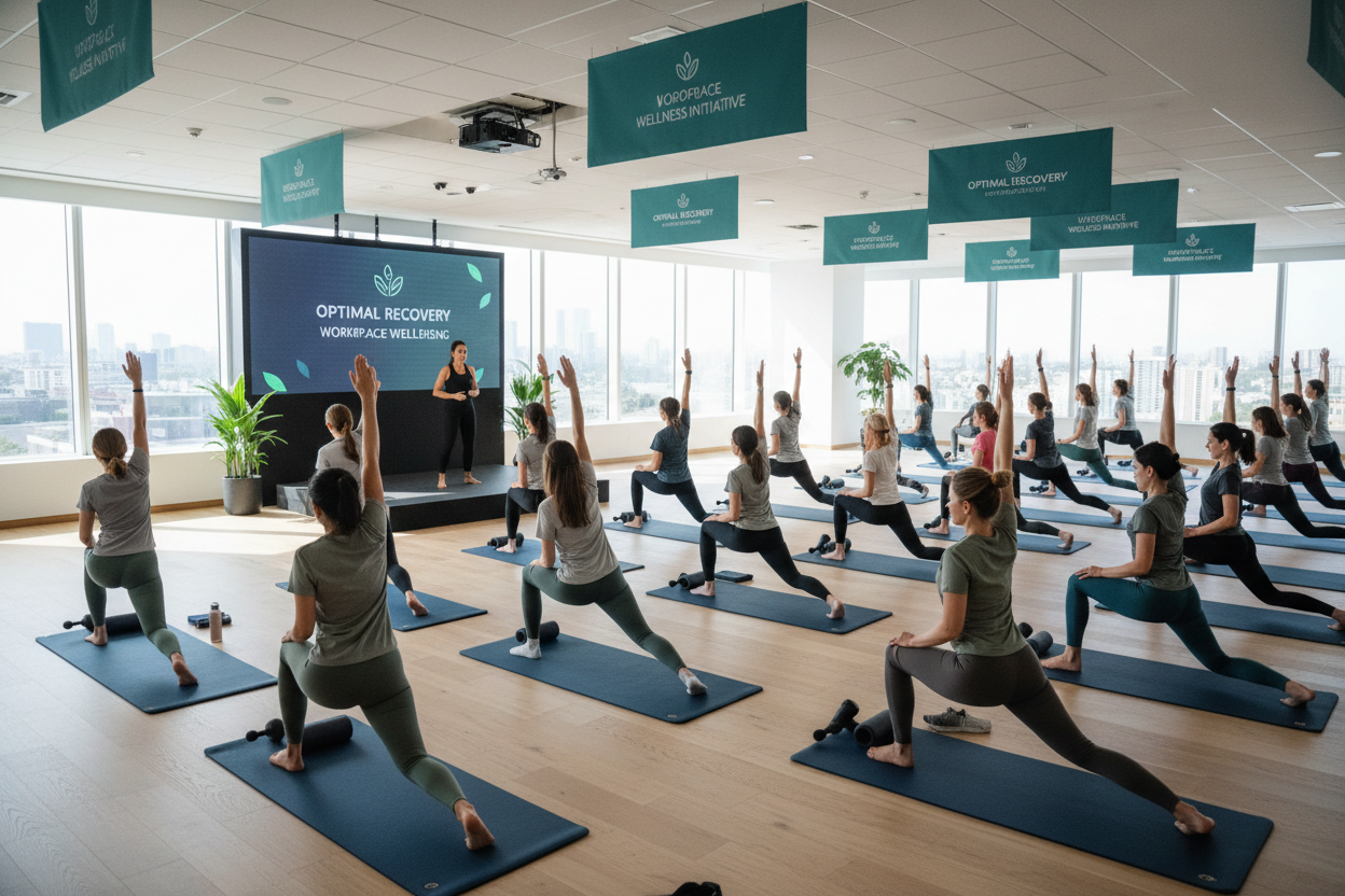 50-person employee wellness pilot.Structured recovery sessions integrated into a corporate wellness initiative. 图片里的人需要穿上我们的产品