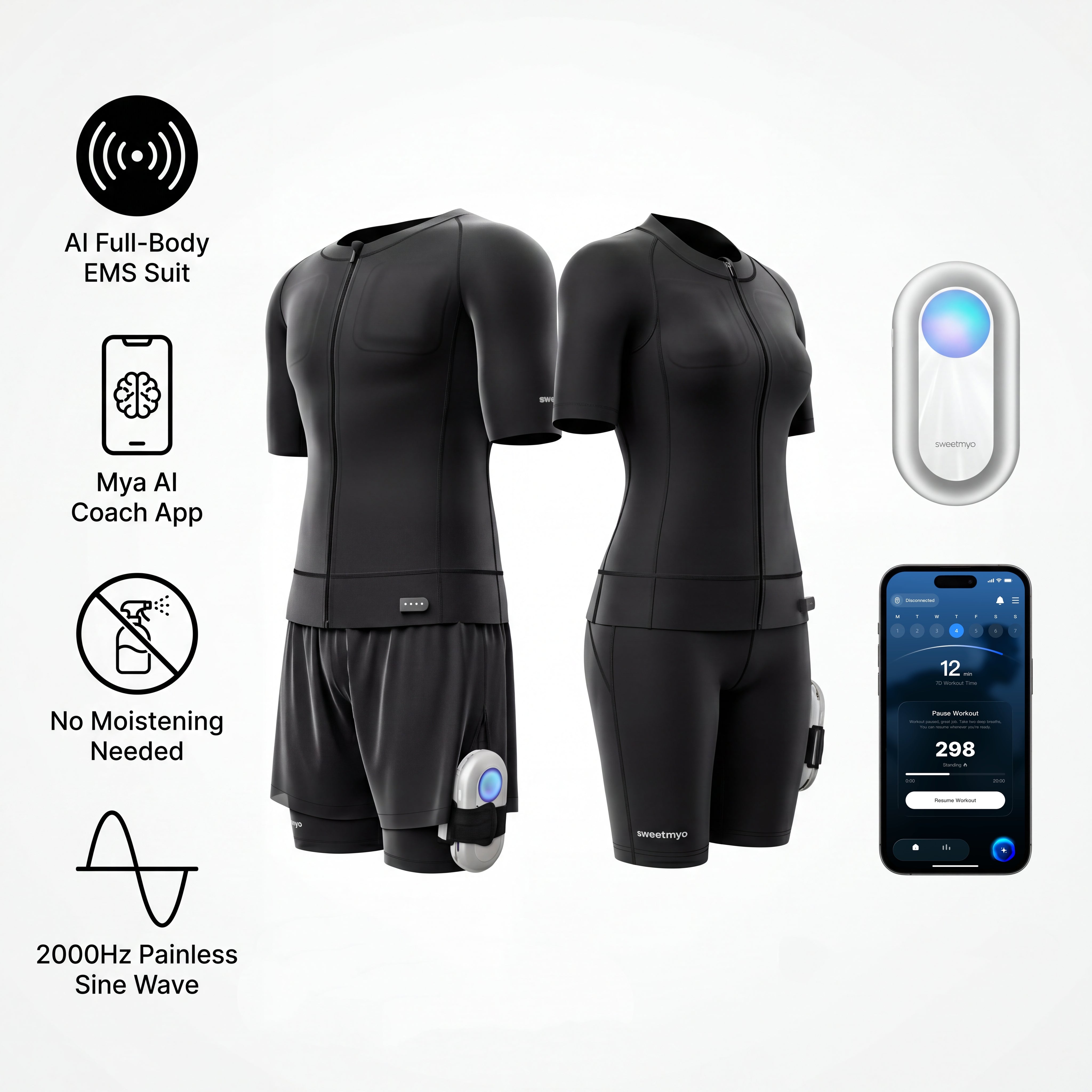 FDA-Registered Sweetmyo® AI Full-Body EMS Suit — Burn up to 500 Calories per Hour