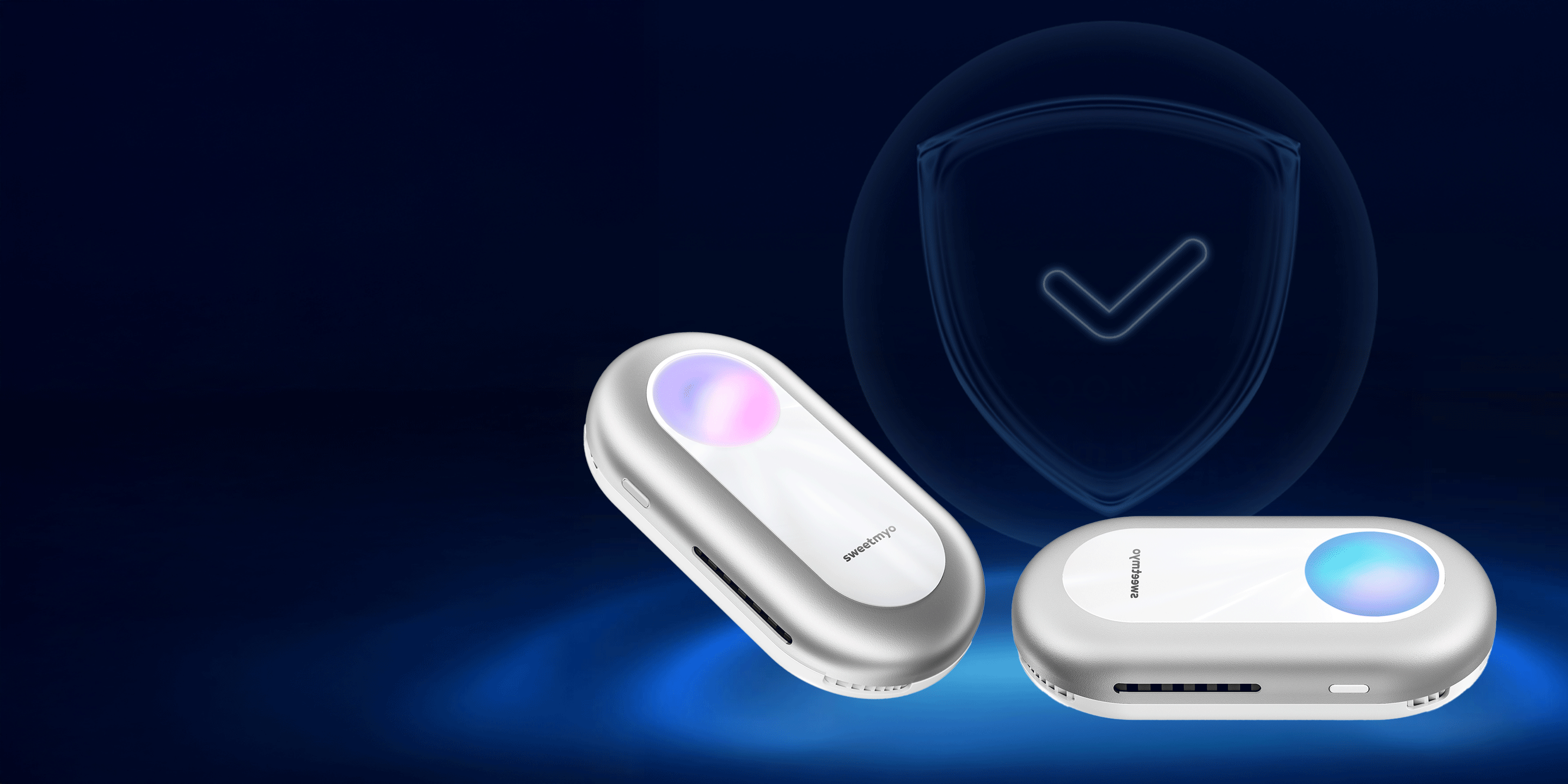 SweetMyo controllers appear in front of a dark shield and checkmark graphic representing regulatory and compliance protection.